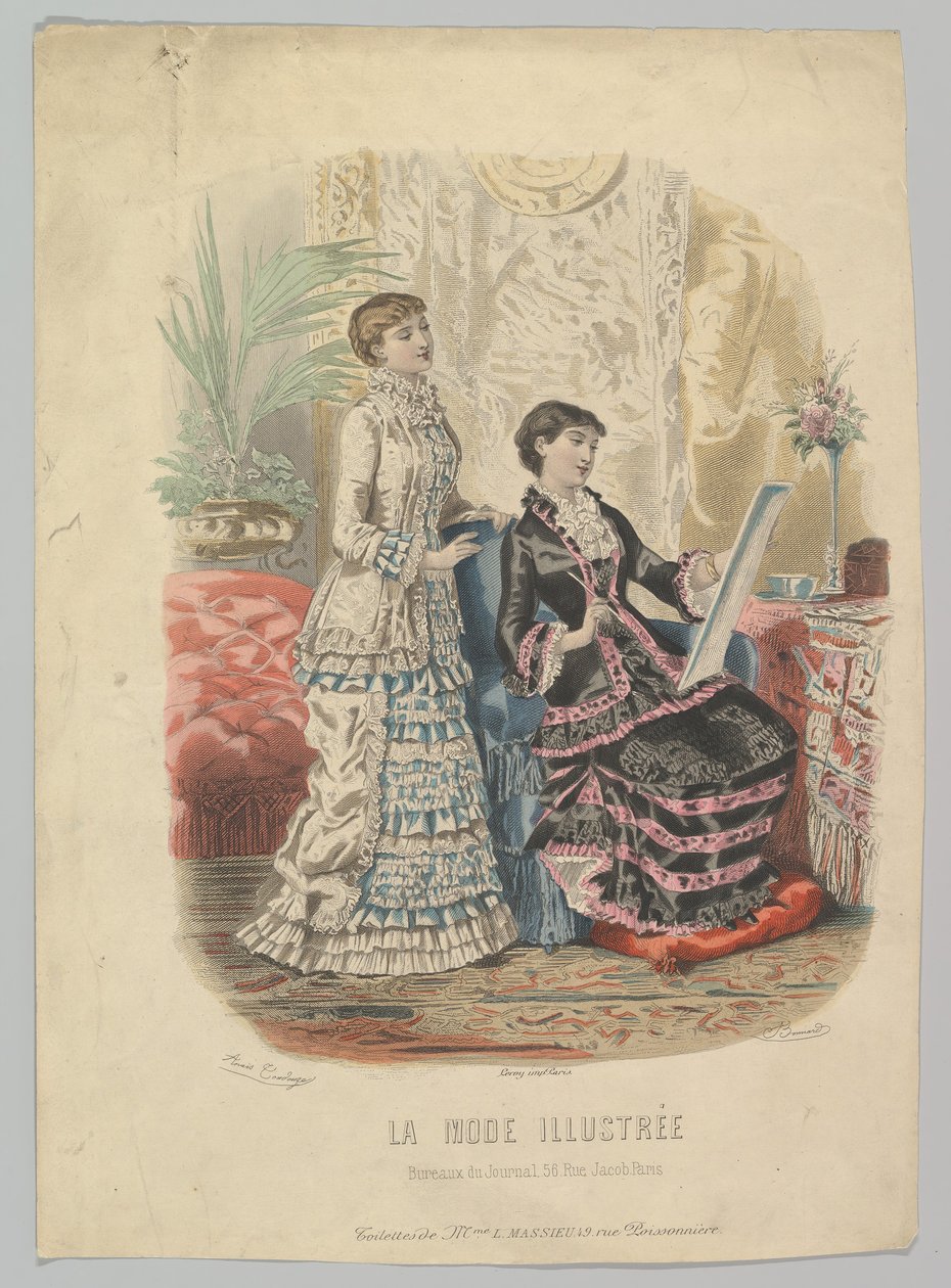 Toaletter til fru L. Massieu, fra La Mode Illustrée, 1881 av Adèle Anaïs Colin