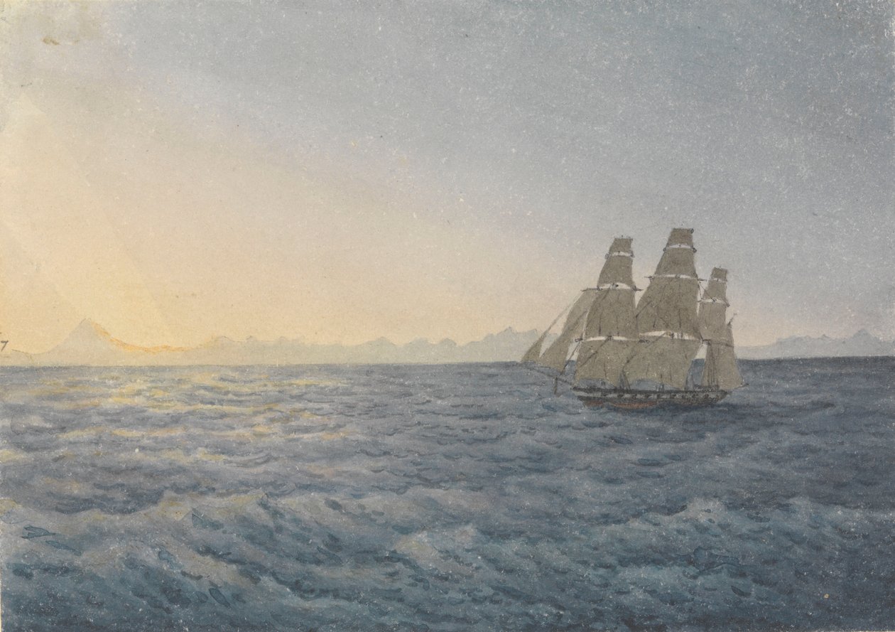 Andesfjellene, Aconcagua-toppen 270 kilometer unna, 18. juni 1849 av Admiral Sir Edward Gennys Fanshawe