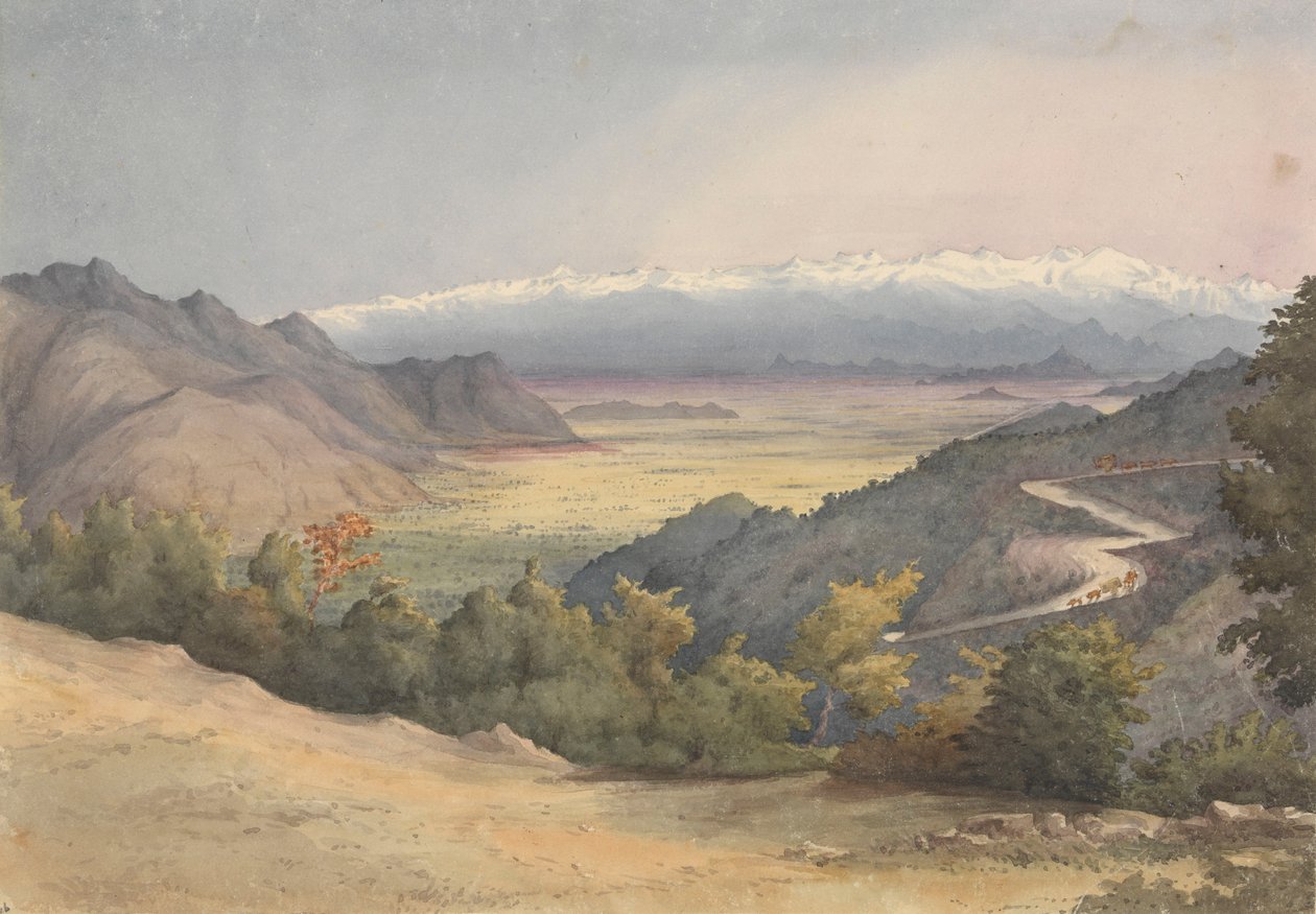 #39;Sletten i Santiago, Chile, fra Cuesta del Prado, 7. januar 1851#39; av Admiral Sir Edward Gennys Fanshawe