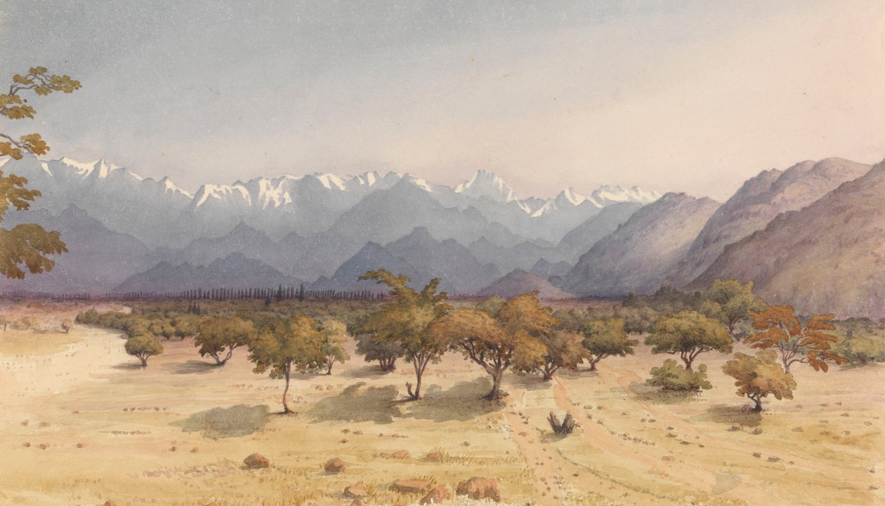 «To ligaer fra Santa Rosa [Chile], 14. januar 1851 [med Andesfjellene og Aconcagua]» av Admiral Sir Edward Gennys Fanshawe