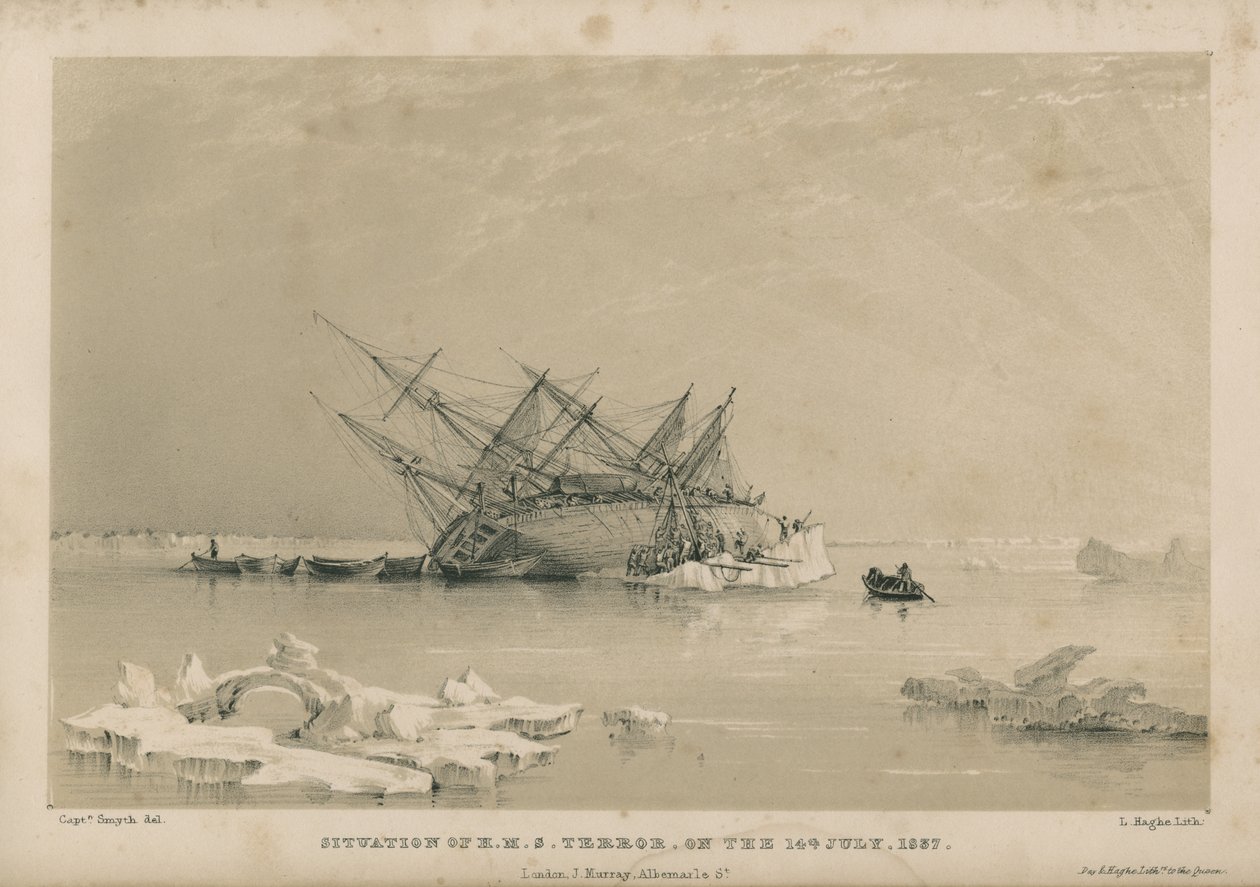 Situasjonen for HMS Terror den 14. juli av Admiral William Henry Smyth
