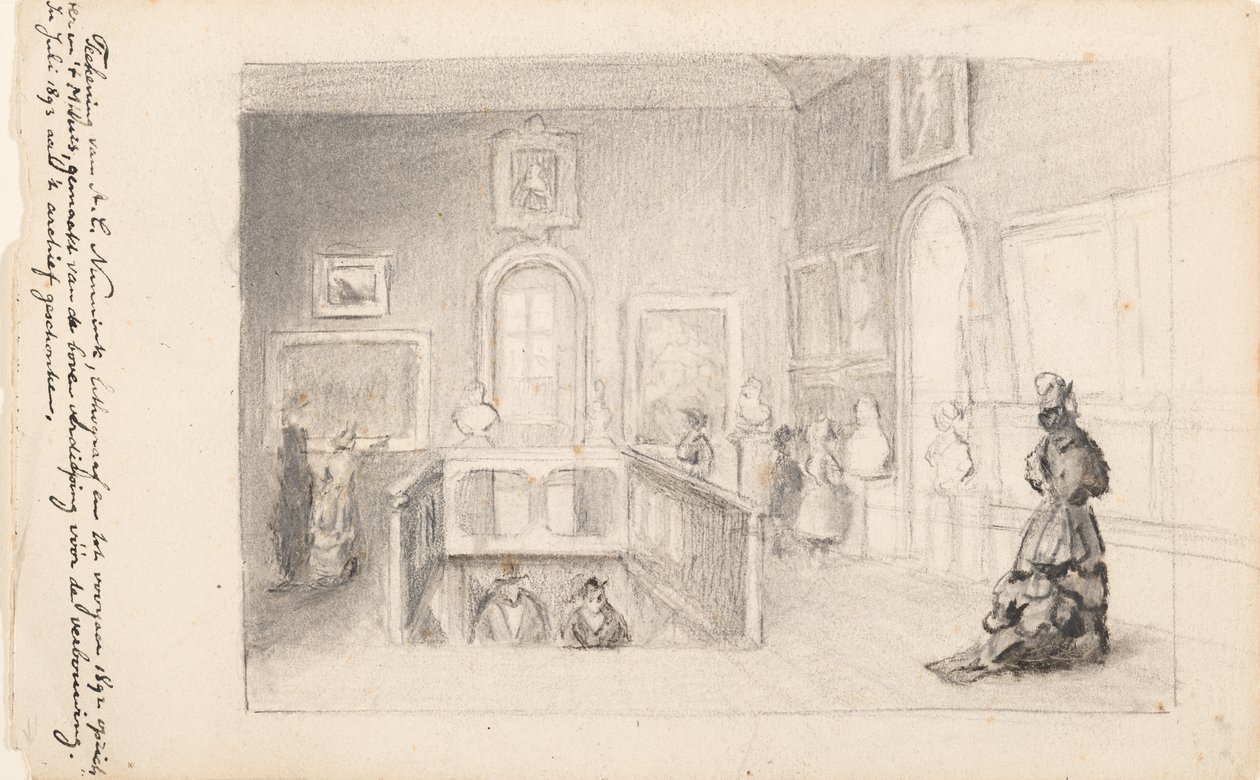 Besøkende i Trapzaal i Mauritshuis av Adolf Carel Nunnink