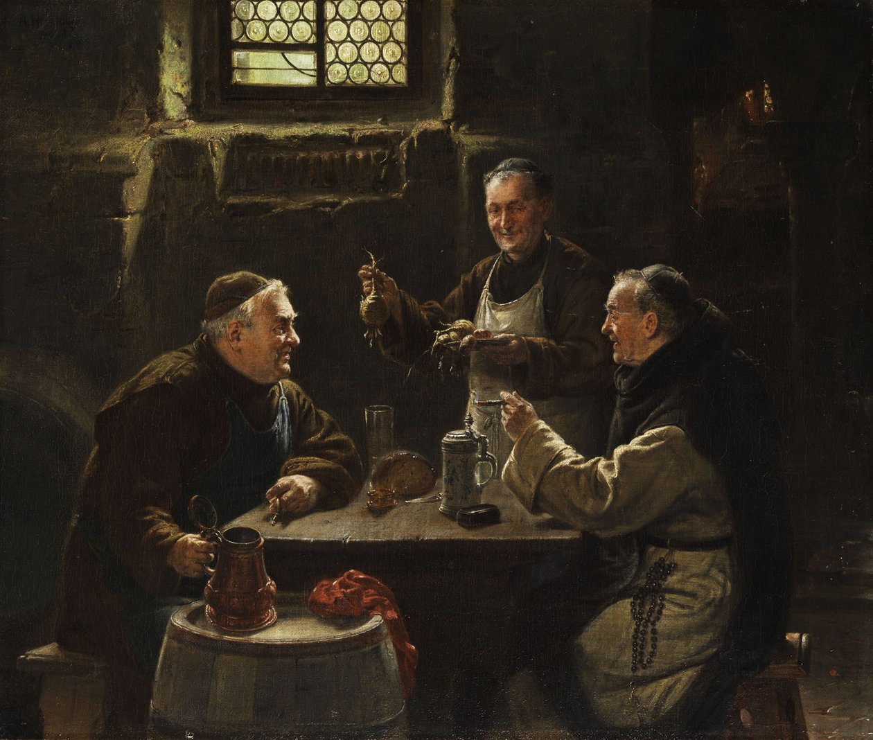 Tre munker ved Vespers -måltidet av Adolf Humborg
