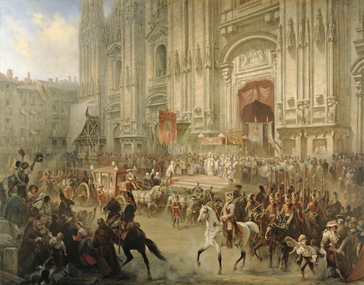 Seremoniell mottakelse av feltmarskalk Alexander Suvorov i Milano i april 1799, ca. 1850 av Adolf Jossifowitsch Charlemagne