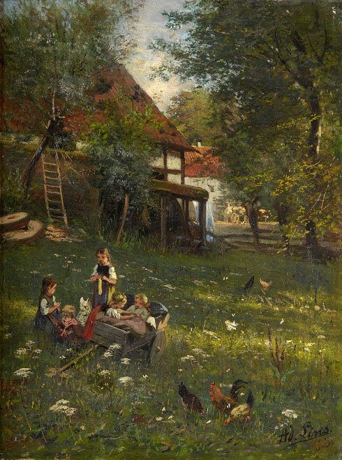 Barn som leker i Schwalm av Adolf Lins