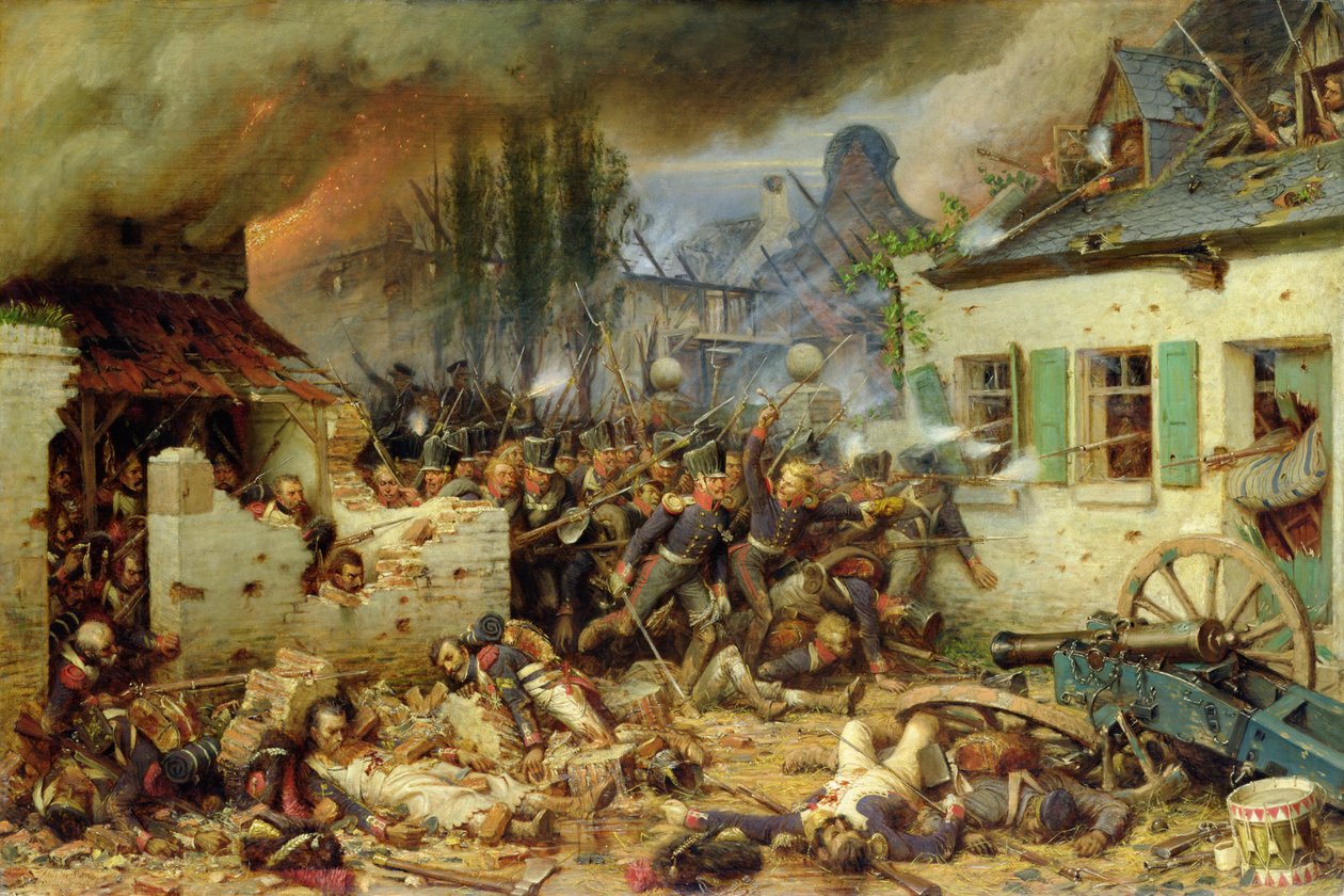 Angrep prøysserne i Plancenoit i slaget ved Waterloo, 1863 av Adolf Northern