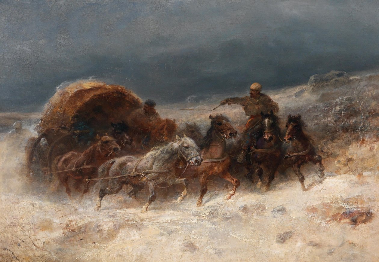 Geldings i et vinterlandskap av Adolf Schreyer