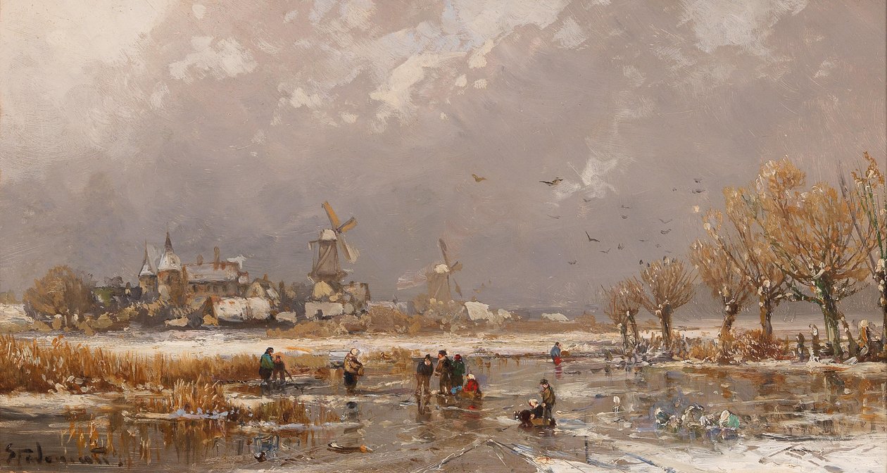 Vinterglede på isen av Adolf Stademann