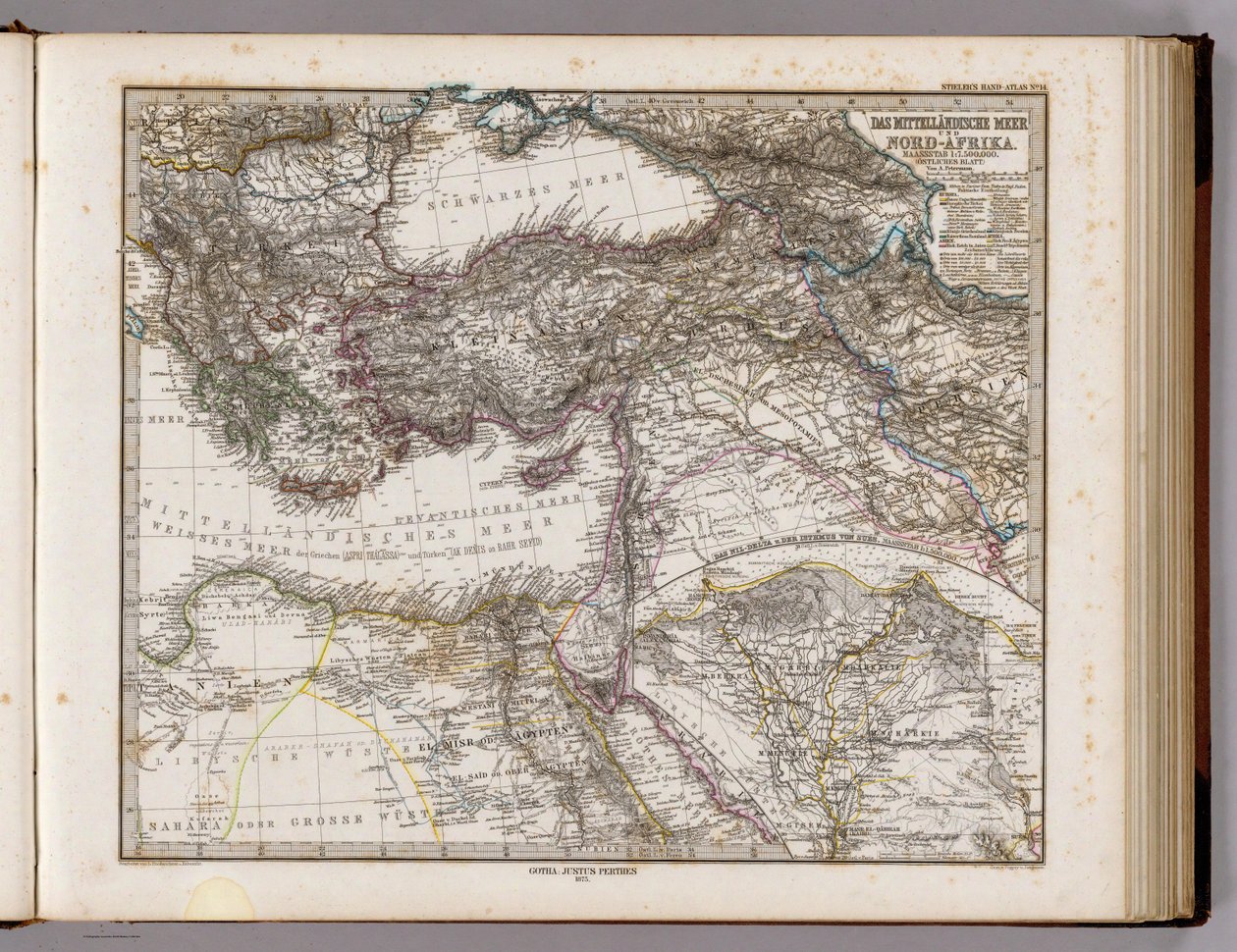 Middelhavet og Nord -Afrika. Skala 1 av Adolf Stieler