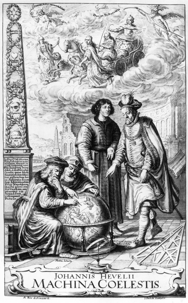 Frontispice til Machina Coelestis av Johannes Hevelius, gravert av Jeremias Falck, 1673 av Adolf Boy