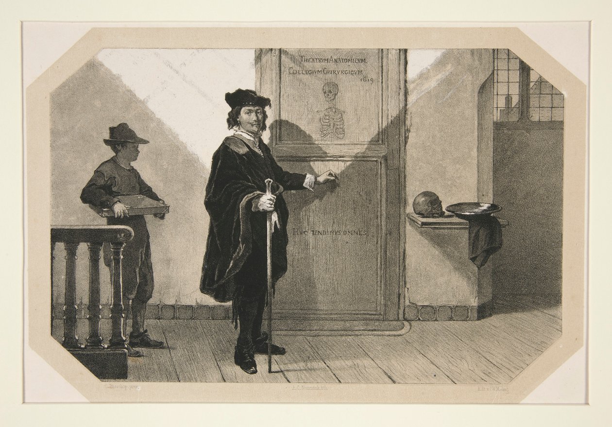 Rembrandt på vei til Dr. Tulps anatomiske leksjon av Adolf Carel Nunnink
