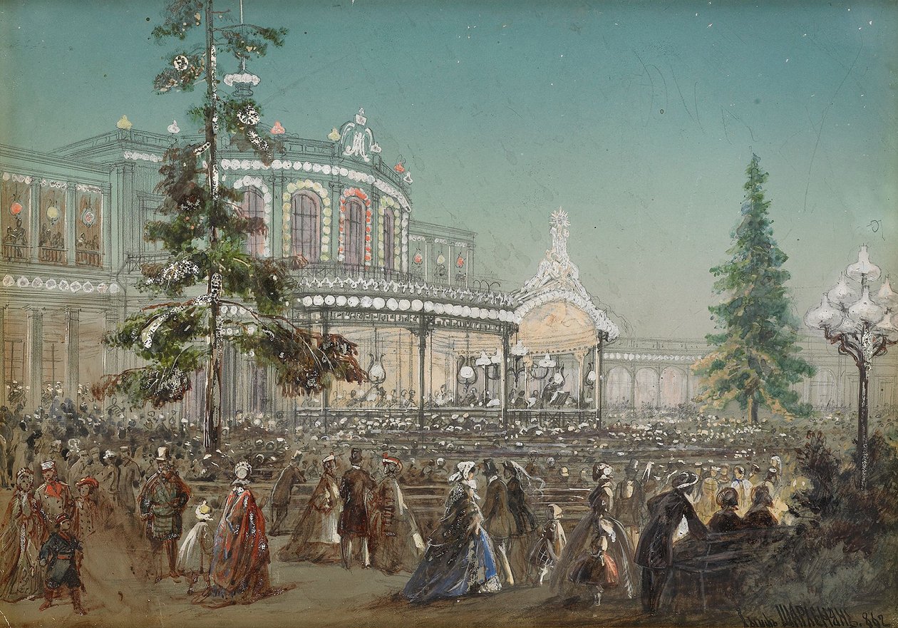 Feiring av 25-årsjubileet for Tsarskoe Selo Railroad ved Pavlovsk Railway Station Concert Hall, 1862 av Adolf Charlemagne
