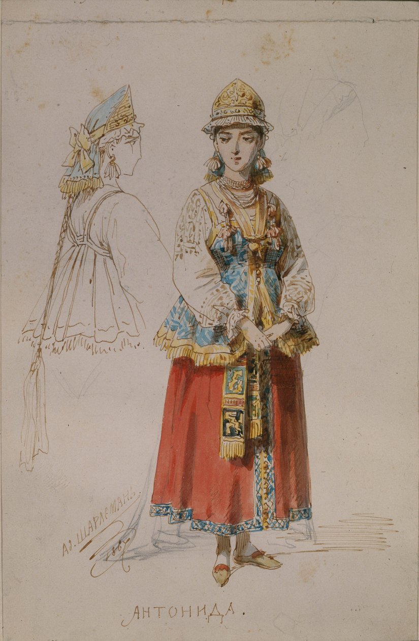 Kostymedesign for operaen A Life for the Tsar av M. Glinka, 1867 av Adolf Charlemagne