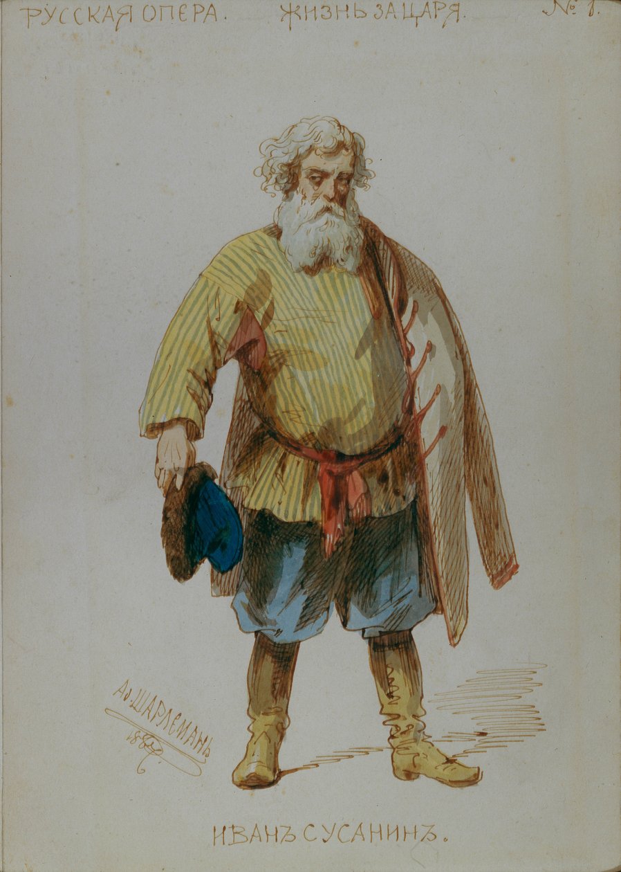 Kostymedesign for operaen A Life for the Tsar av M. Glinka, 1887 av Adolf Charlemagne