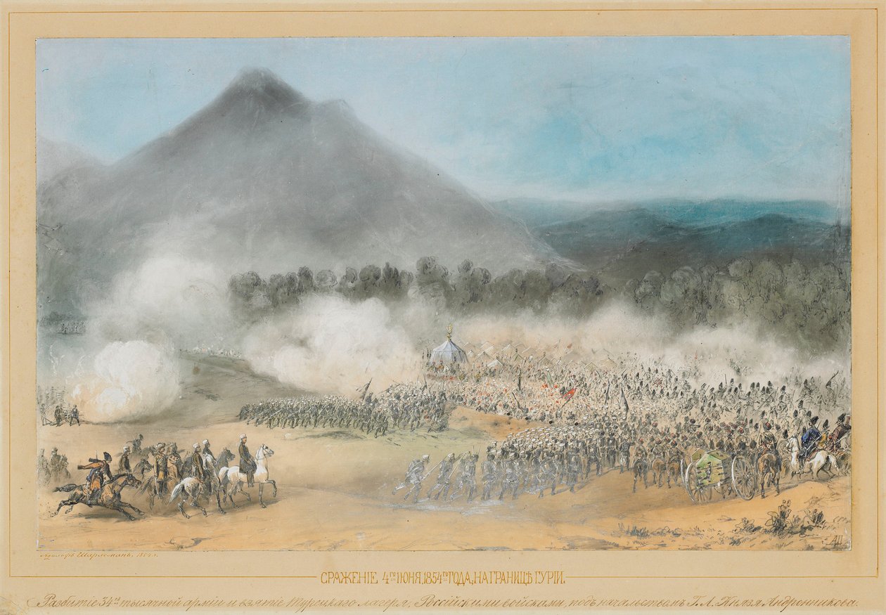 Slaget ved Choloki-elven, ved grensen til Guria 4. juni 1854, 1854. av Adolf Charlemagne