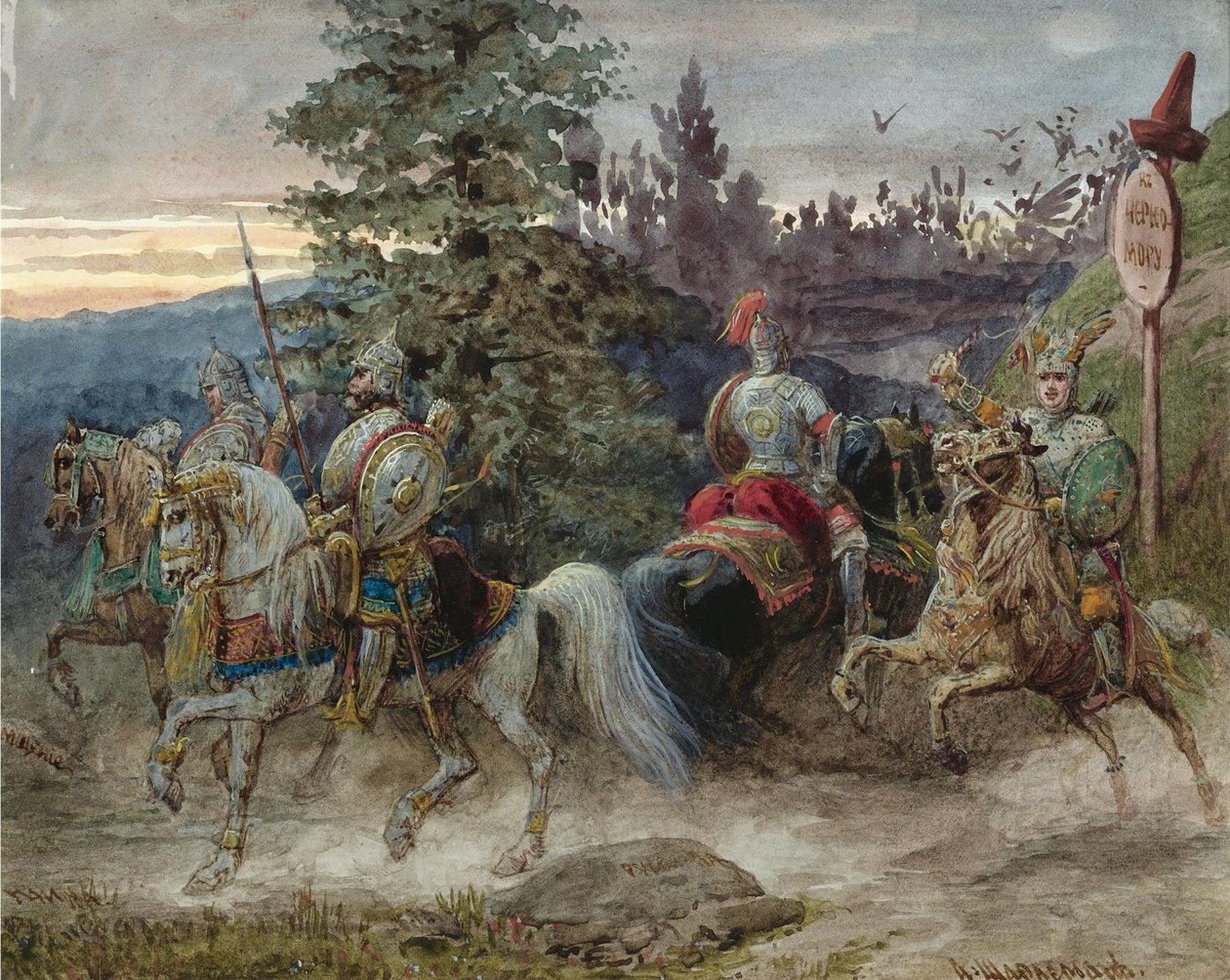 Veien til Chernomor. Illustrasjon til diktet Ruslan og Lyudmila av A. Pushkin av Adolf Charlemagne
