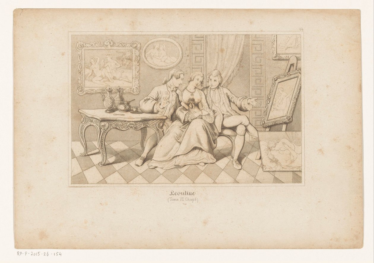 Casanova og hertugen av Matalone ser på erotisk kunst med Leonilde av Adolf Gnauth