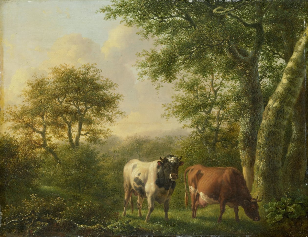 Landskap med storfe av Adolf Karel Maximiliaan Engel