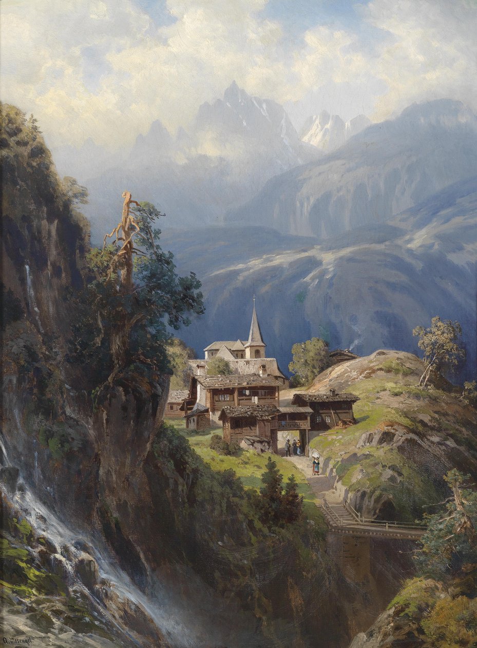 Landsby i Bernalpene av Adolf Mosengel