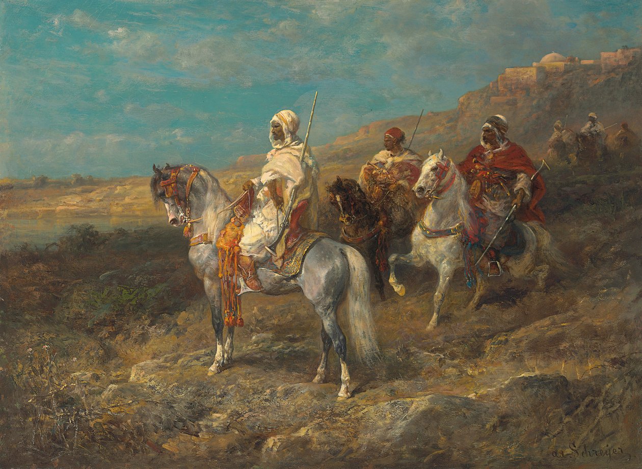 Araber på en hvit hest av Adolf Schreyer