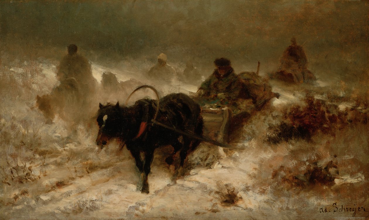 Returning Home, 1800-tallet av Adolf Schreyer