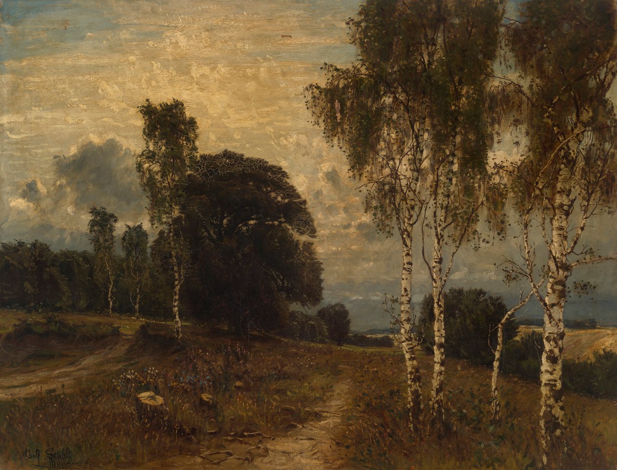 Bjørketrær ved Ammersjøen av Adolf Stabli
