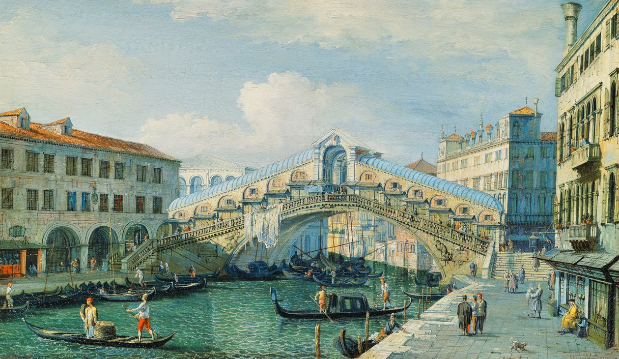 Rialtobroen ved Canal Grande, Venezia av Adolf Sukkert