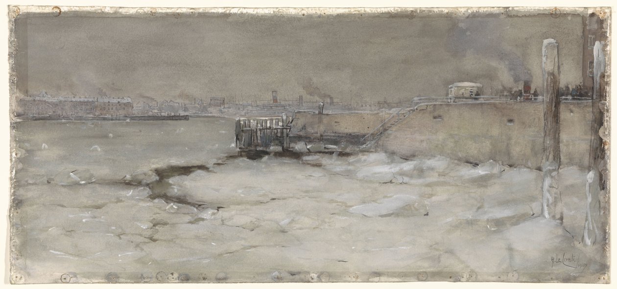 Cruise på isen på Maas i Rotterdam av Adolf le Comte