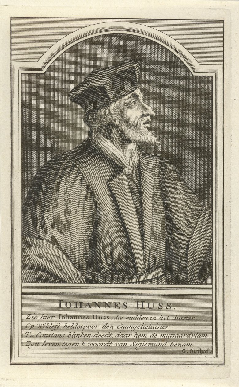 Portrett av John Hus, ca. 1710 av Adolf van der Laan