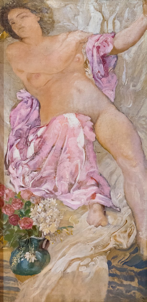 Kvinne med blomster / naken kvinne med roser av Adolfo de Carolis