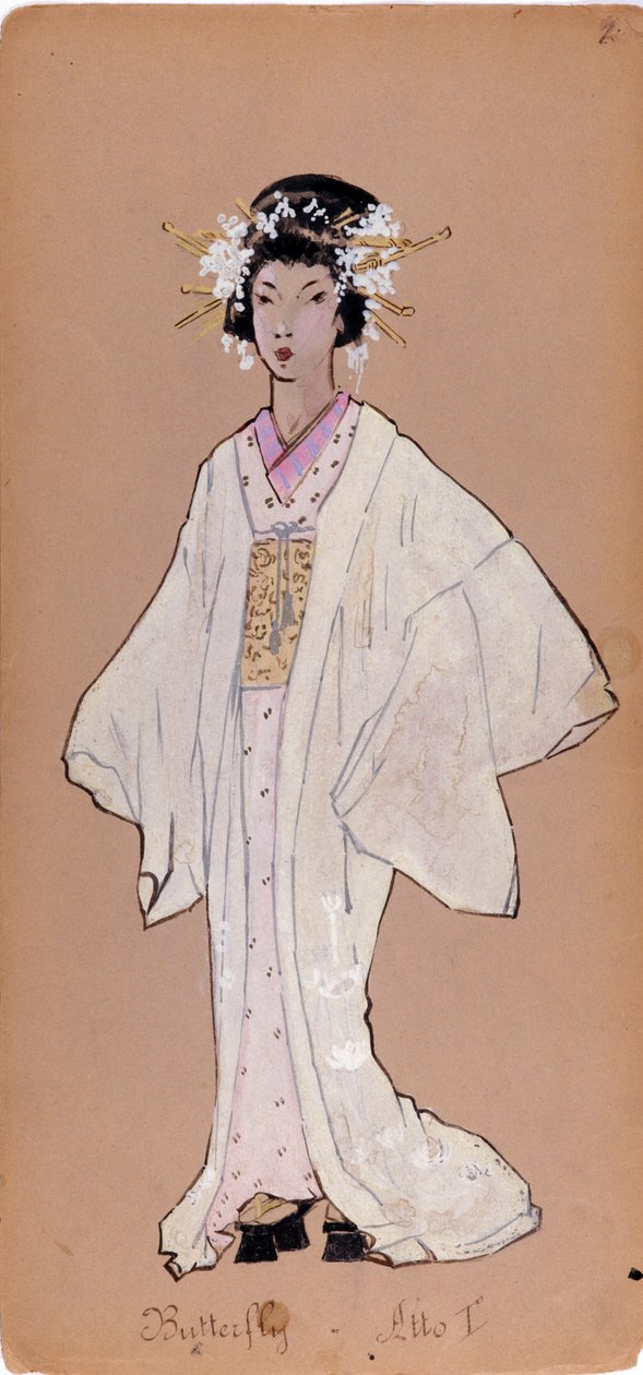 Kostyme av karakteren til Cii cio san for operaen "Madame Butterfly" av Giacomo Puccini av Adolfo Hohenstein