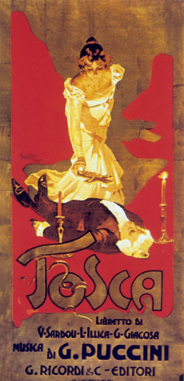 Omslag av Adolf Hohenstein av partituret til operaen Tosca av GiacomoPuccini av Adolfo Hohenstein
