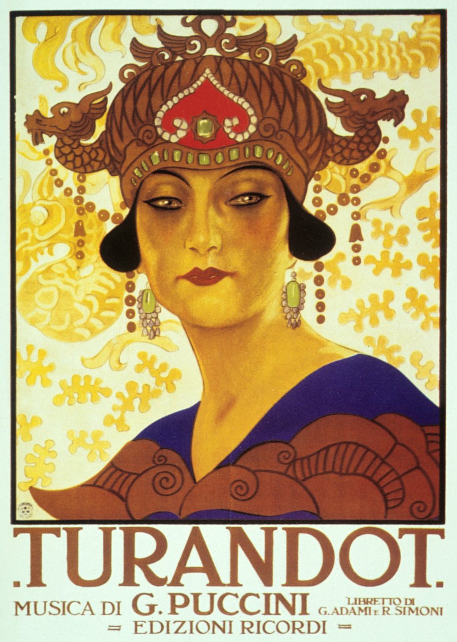 Omslag av Anon av partituret til operaen Turandot av Giacomo Puccini av Adolfo Hohenstein