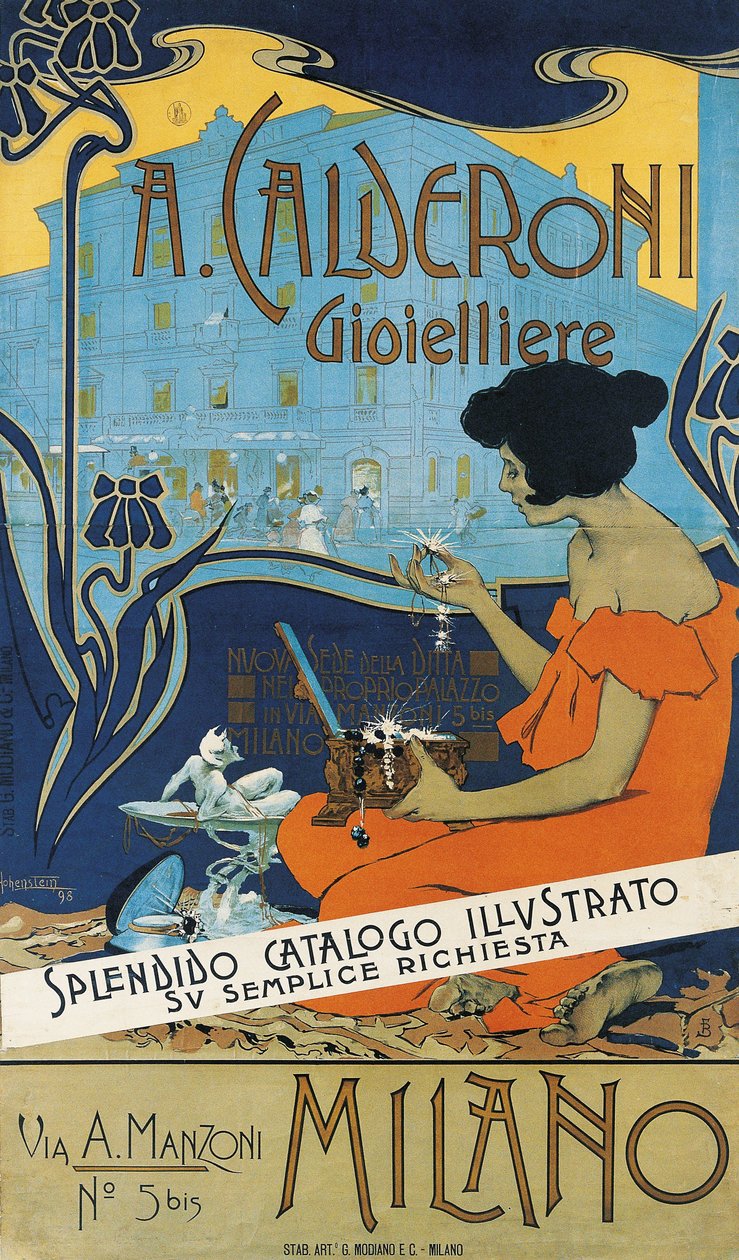 Juveler A. Calderoni A. Calderoni Juveler, Milano, 1898 av Adolfo Hohenstein