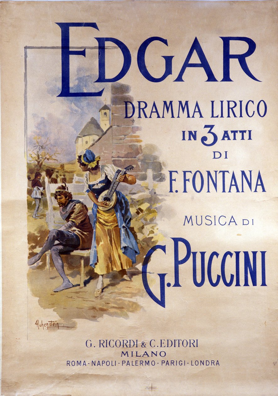 Plakat for operaen "Edgar" av komponisten Giacomo Puccini (1858-1924) av Adolfo Hohenstein av Adolfo Hohenstein