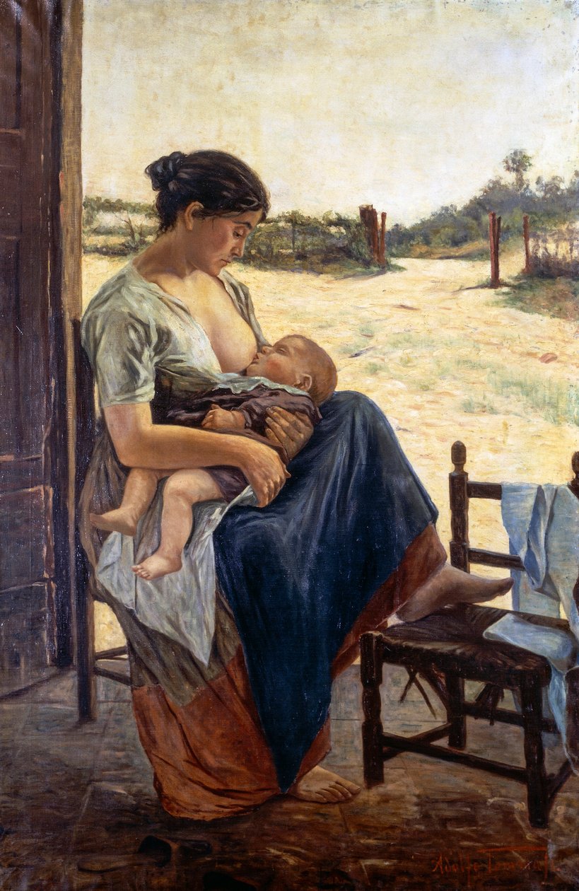 Maternity, av Adolfo Tommasi (1851-1933), olje på lerret av Adolfo Tommasi