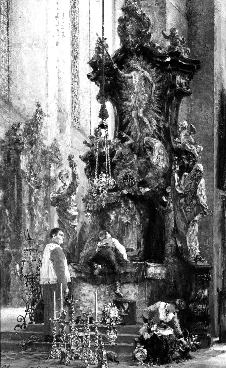 Tegning av et alter, 1885 (tegning) av Adolph Menzel