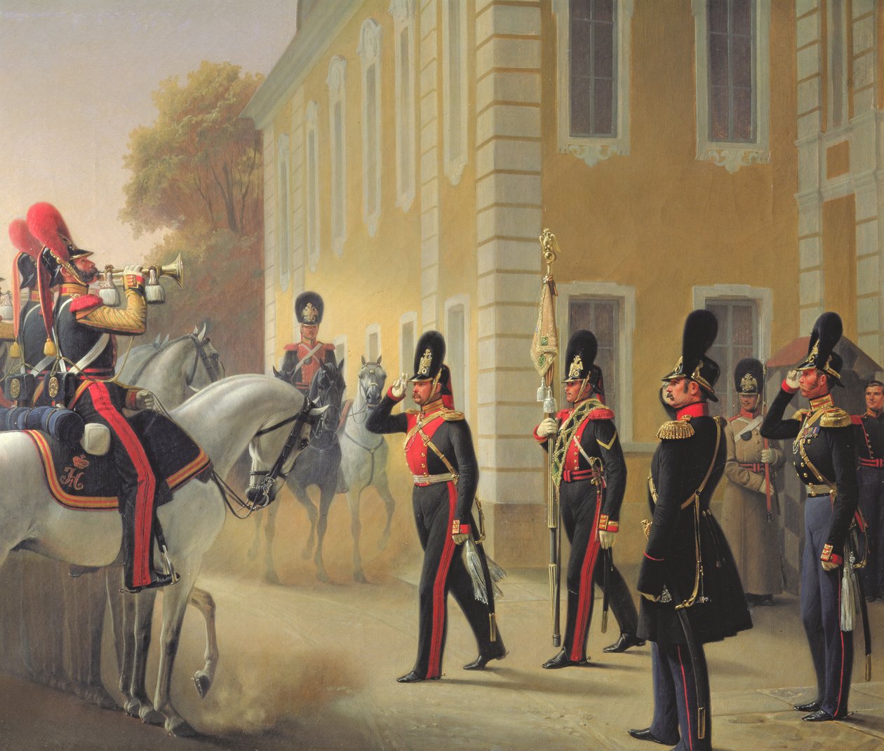 Paradering av standarden til de store palassvaktene, 1853 av Adolph Gebens