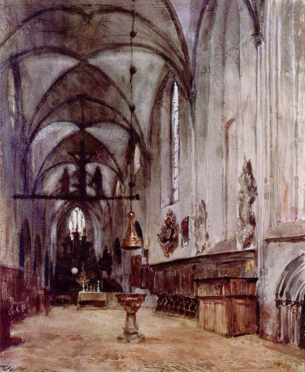 Kor i den gamle klosterkirken i Berlin av Adolph Menzel