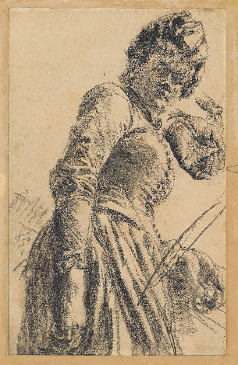 Modellstudie av en kvinne i hatt av Adolph Menzel