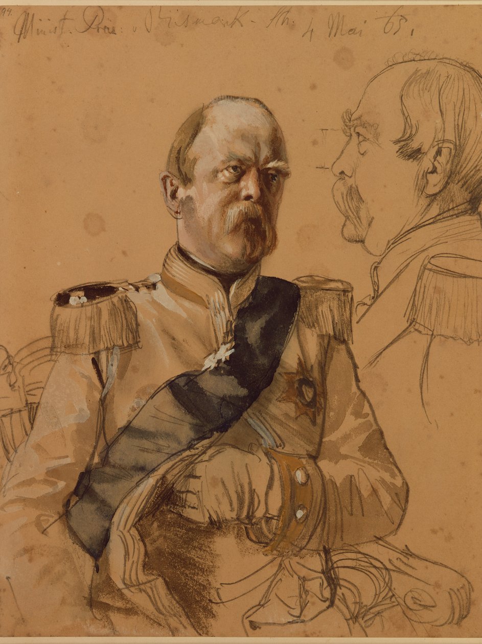Prins Otto von Bismarck, 1865 (blyant og vask på papir) av Adolph Menzel