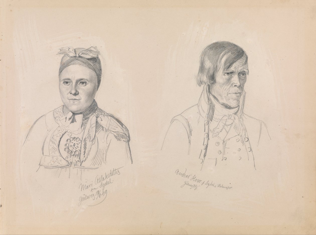 Mari Aslaksdatter and Anders How from Sigdal av Adolph Tidemand