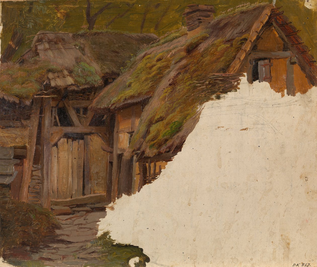 Studie av en gammel gård av Adolph Tidemand