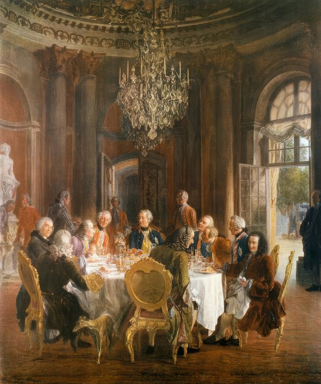 Kong Frederick II. Rundt bord i Sanssouci av Adolph Menzel