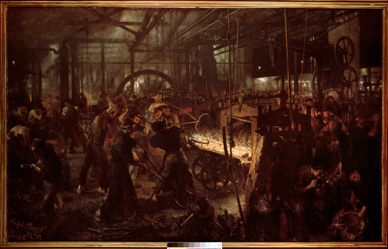 Metallurgi: "" Valseverket, arbeid i smia"" Maleri av Adolf Menzel (1815-1905) av Adolph Menzel