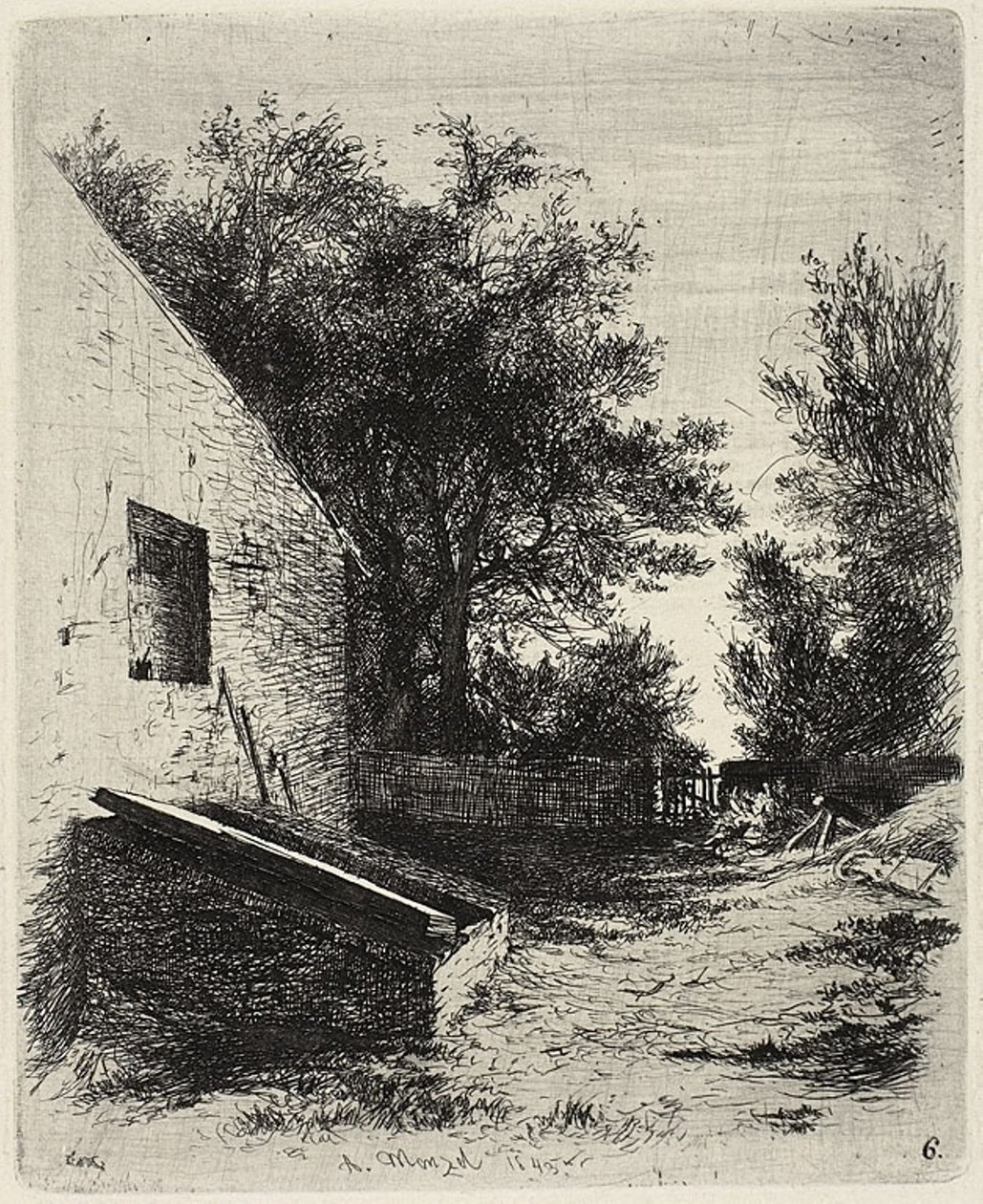 Plate seks, fra Etseforsøk av Adolph Menzel