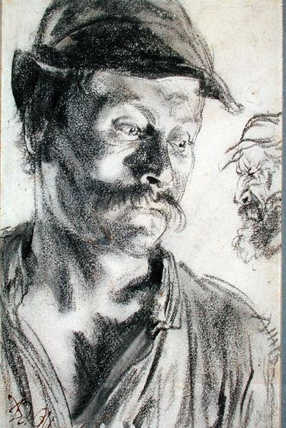 Studie for isenkræmmere (kull på papir) av Adolph Menzel