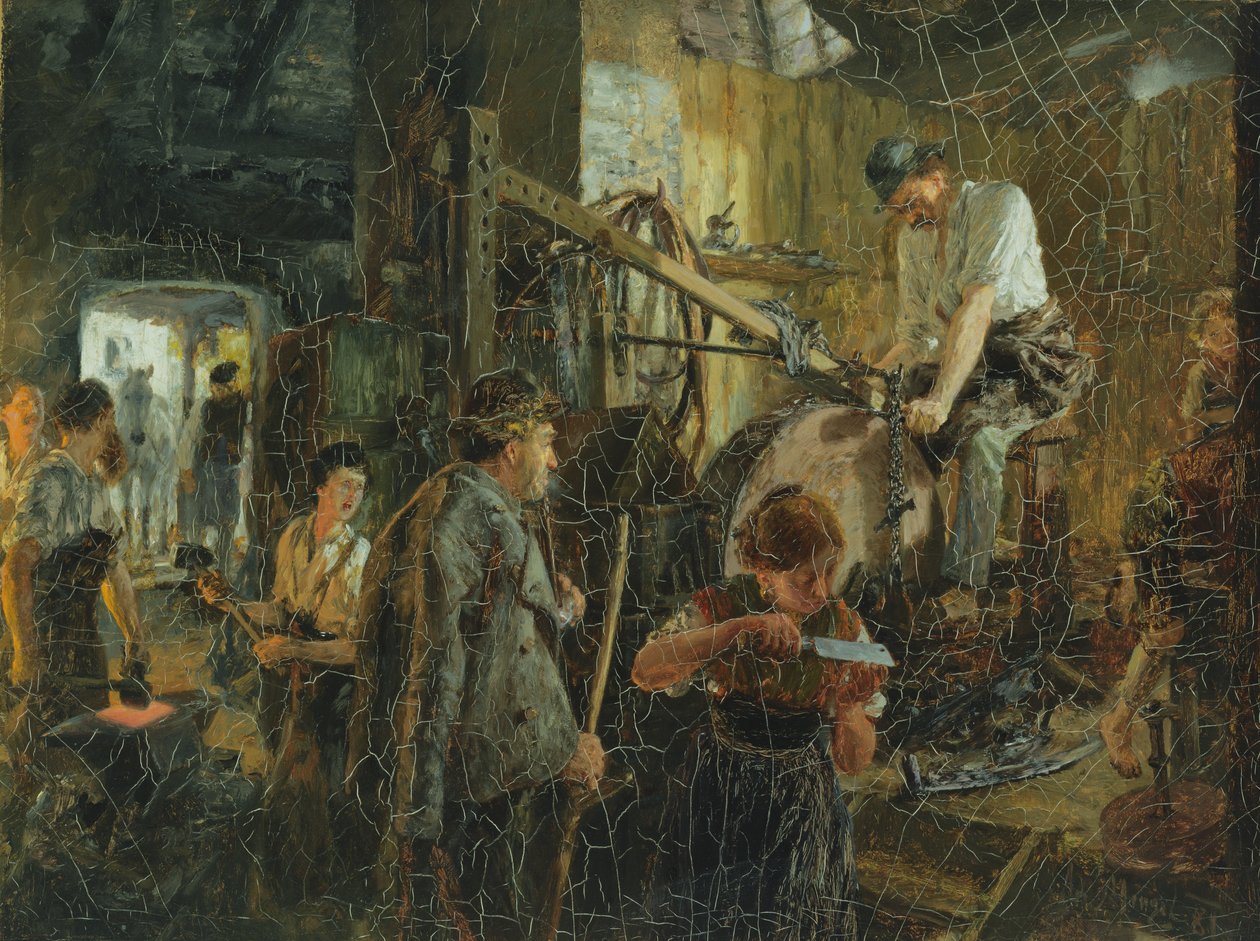 Knivsliperen ved smia i Hofgastein, 1881 av Adolph Menzel