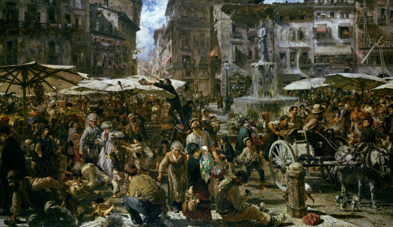 Markedet i Verona av Adolph Menzel