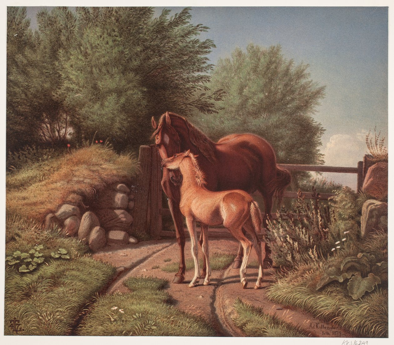 En hoppe med føllet sitt av Johan Adolph Kittendorff